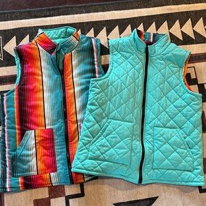 Crazy Train serape quilted vest REVERSIBLE L